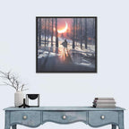 Lone Traveler in Winter Forest Wall Art