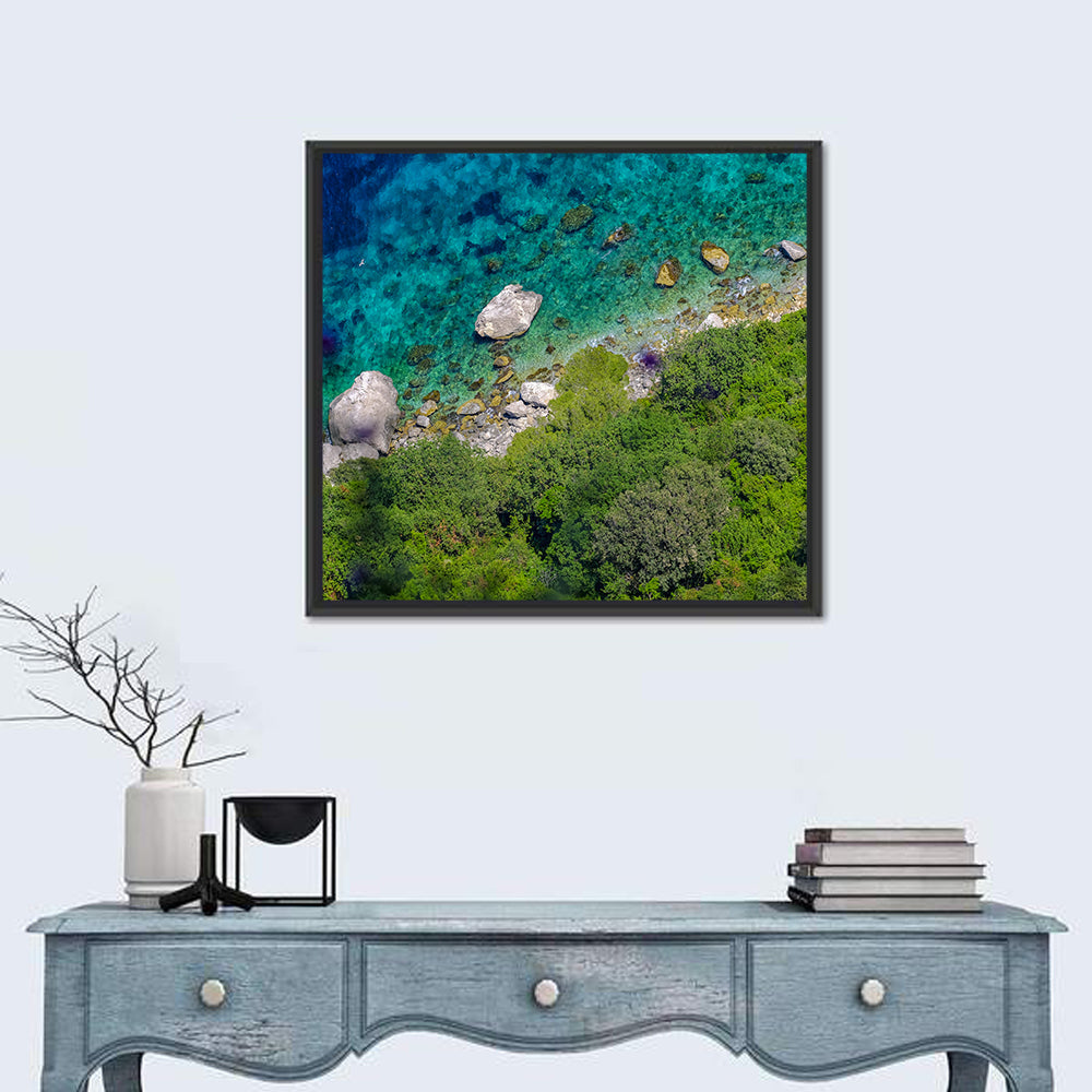 Capri Island Coast Wall Art in a room, square
