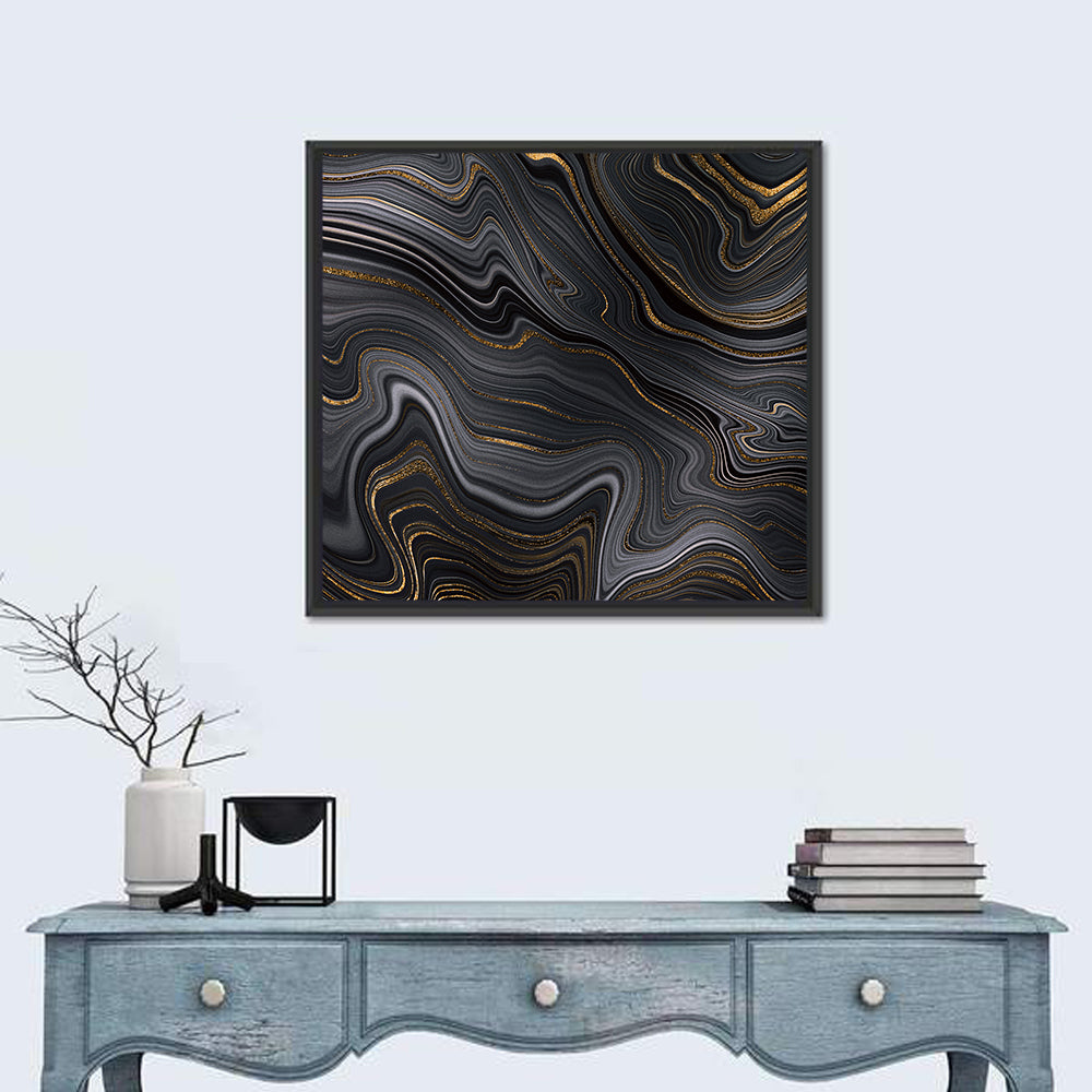 Black Marble with Gold Veins Wall Art