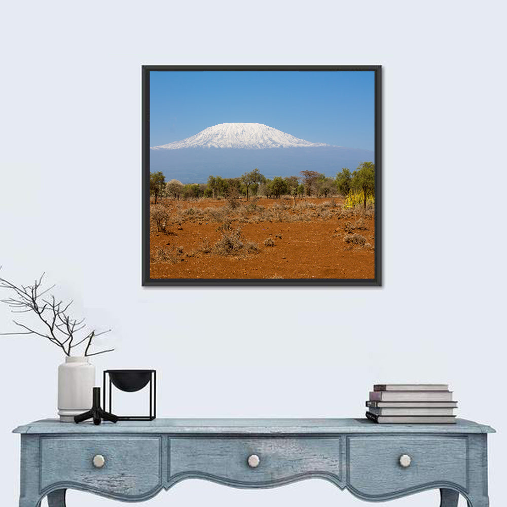 Mount Kilimanjaro Landscape Wall Art in a room, square