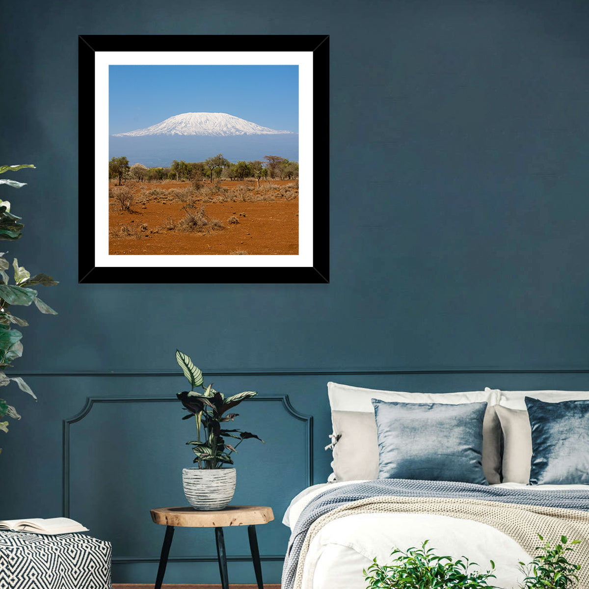 Mount Kilimanjaro Landscape Wall Art in a room, square