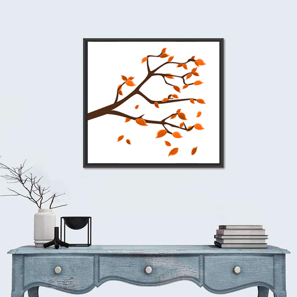 Golden Winter Leaves Illustration Wall Art