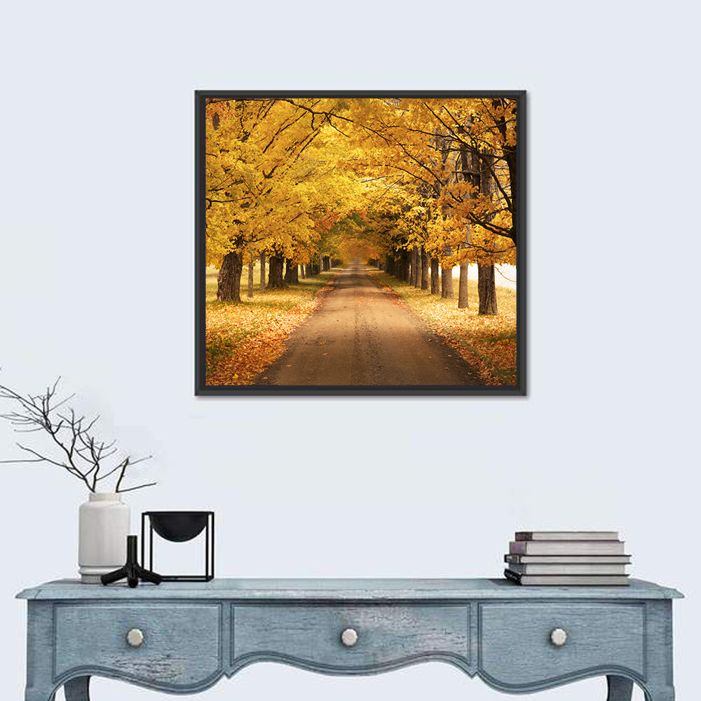 Golden Autumn Road Wall Art