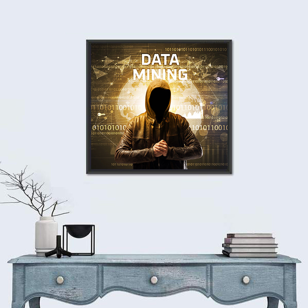 Hooded Hacker Data Mining Concept Wall Art