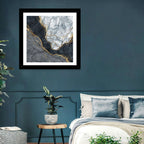 Black Stream Golden Veins Abstract Wall Art