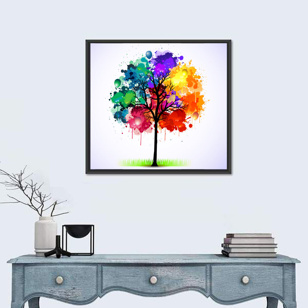 Watercolor Splash Tree Wall Art