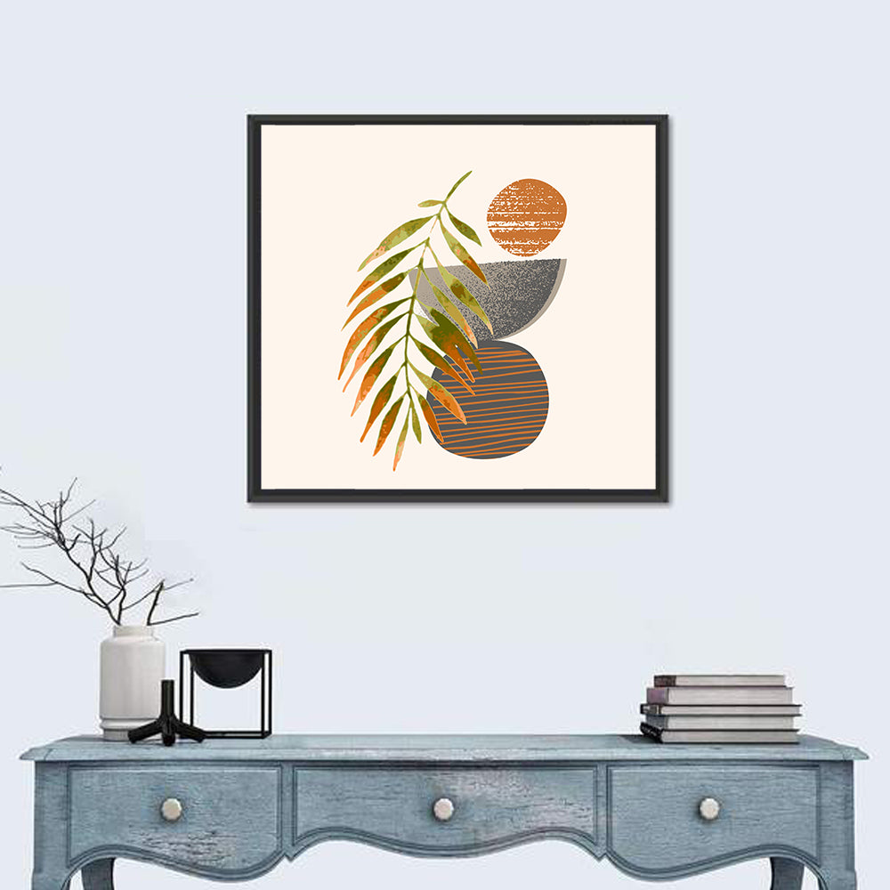 Palm Leaf Over Geometric Circles Wall Art