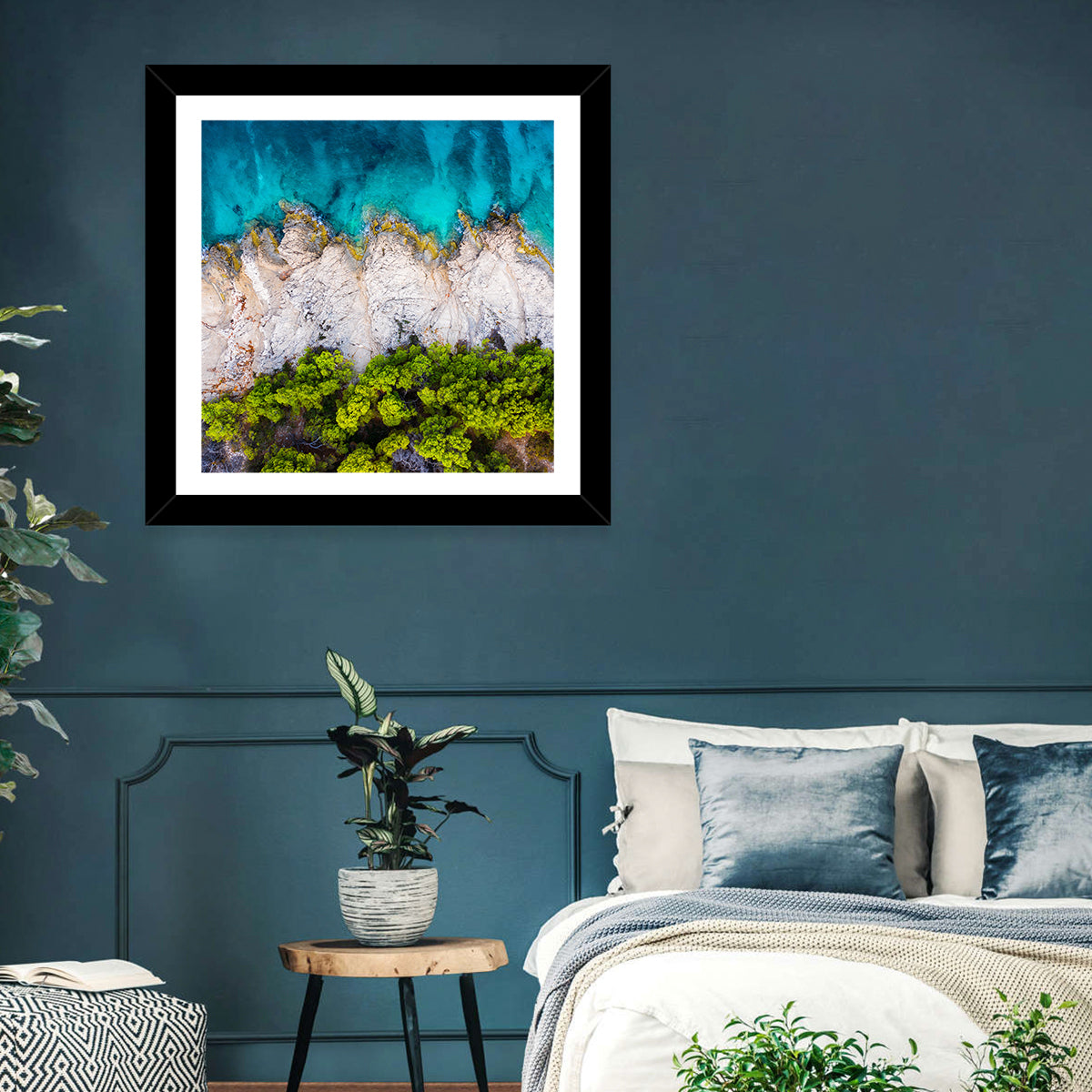 Croatian Coastscape Wall Art in a room, square