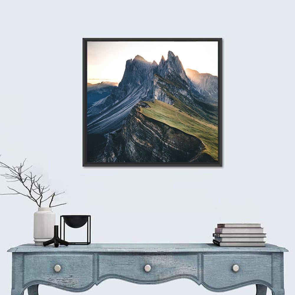 Seceda Ridge, Dolomites Wall Art in a room, square