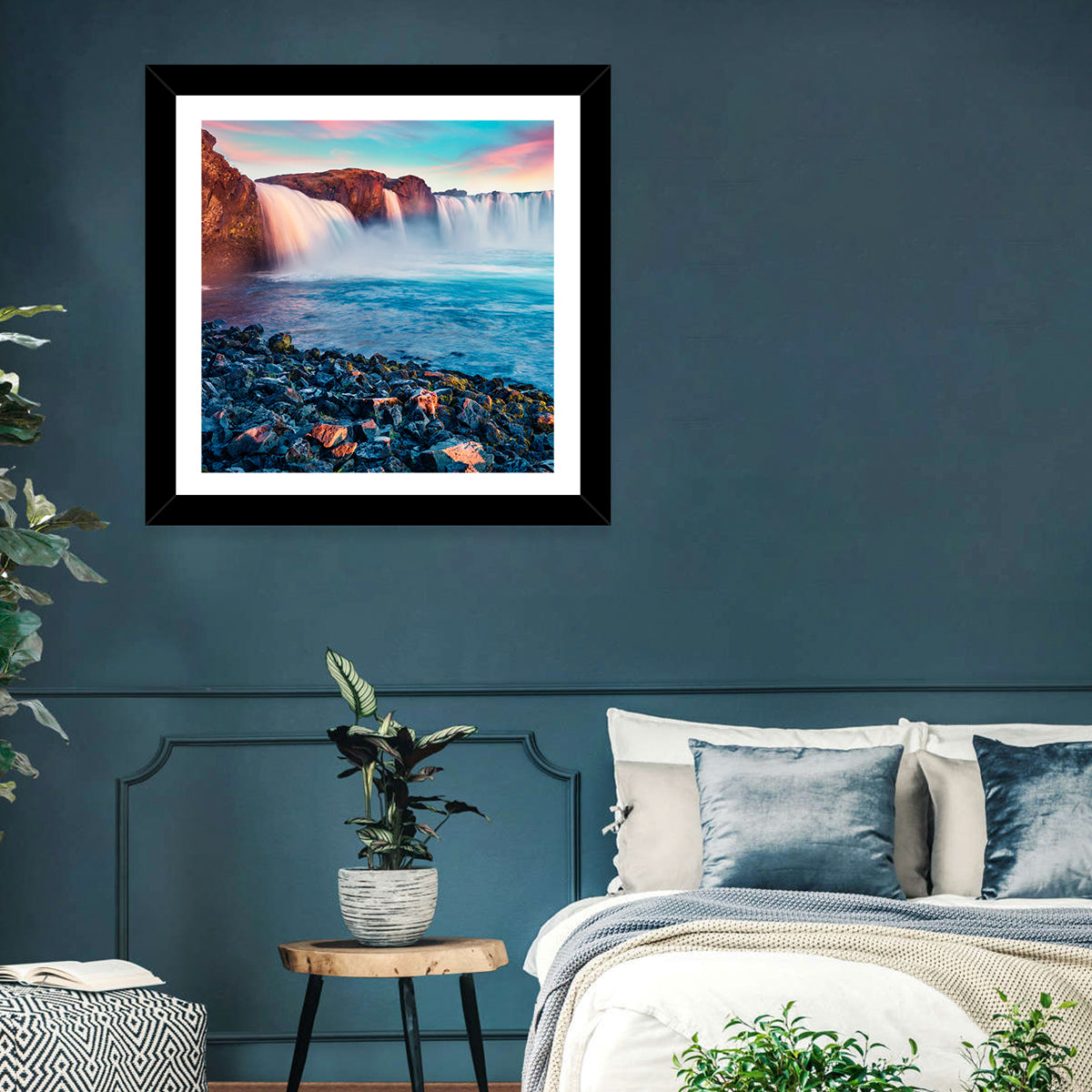 Goðafoss Waterfall at Sunset Wall Art