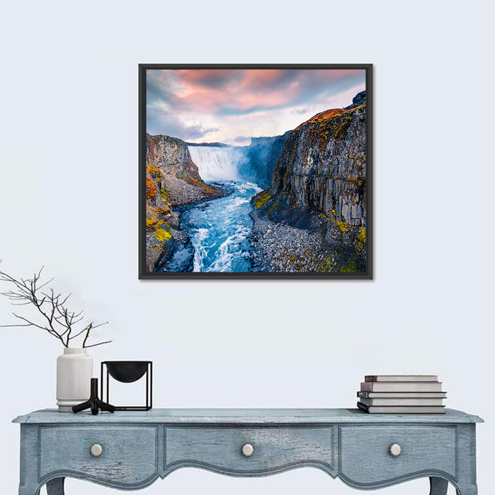 Dettifoss Waterfall Wall Art in a room, square