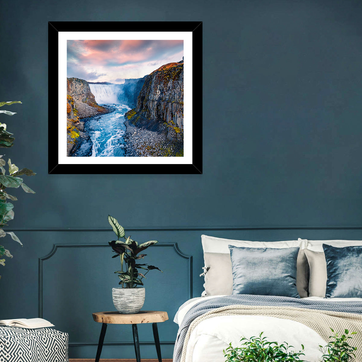 Dettifoss Waterfall Wall Art in a room, square
