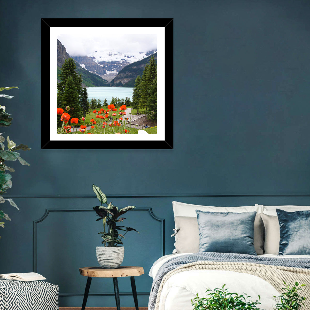 Lake Louise Poppies Wall Art in a room, square