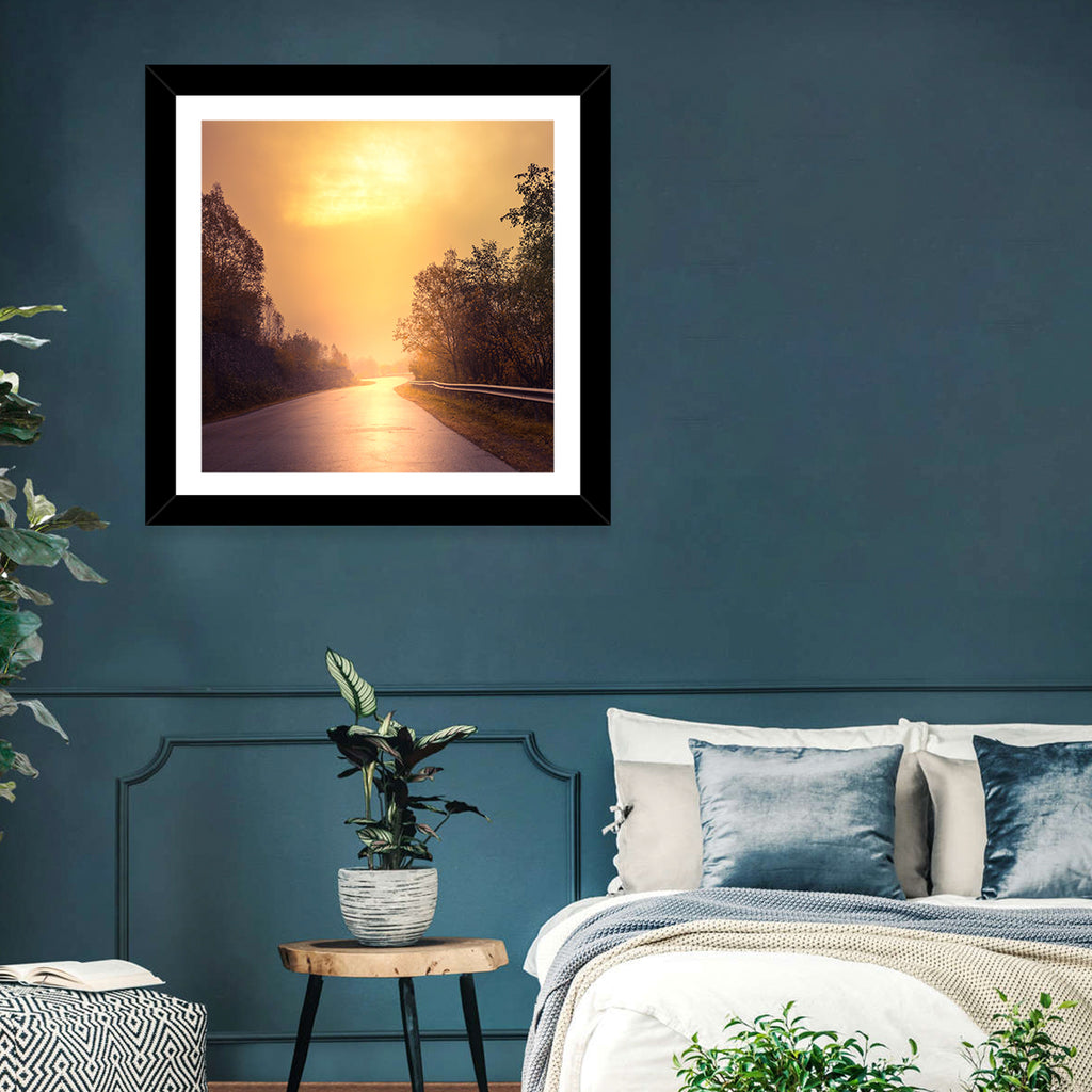 Windy Misty Forest Road Wall Art