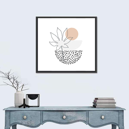 Vertical Bowls & Palm Leaf Illustration Wall Art