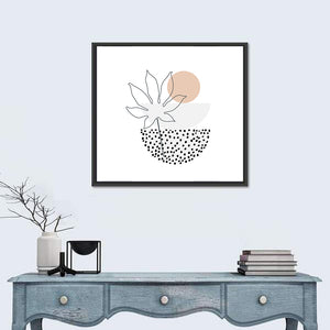 Vertical Bowls & Palm Leaf Illustration Wall Art