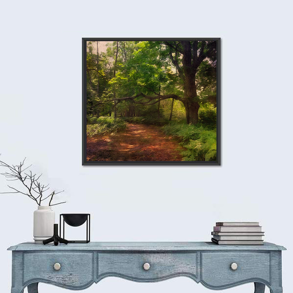 Sunlit Forest Trail Wall Art