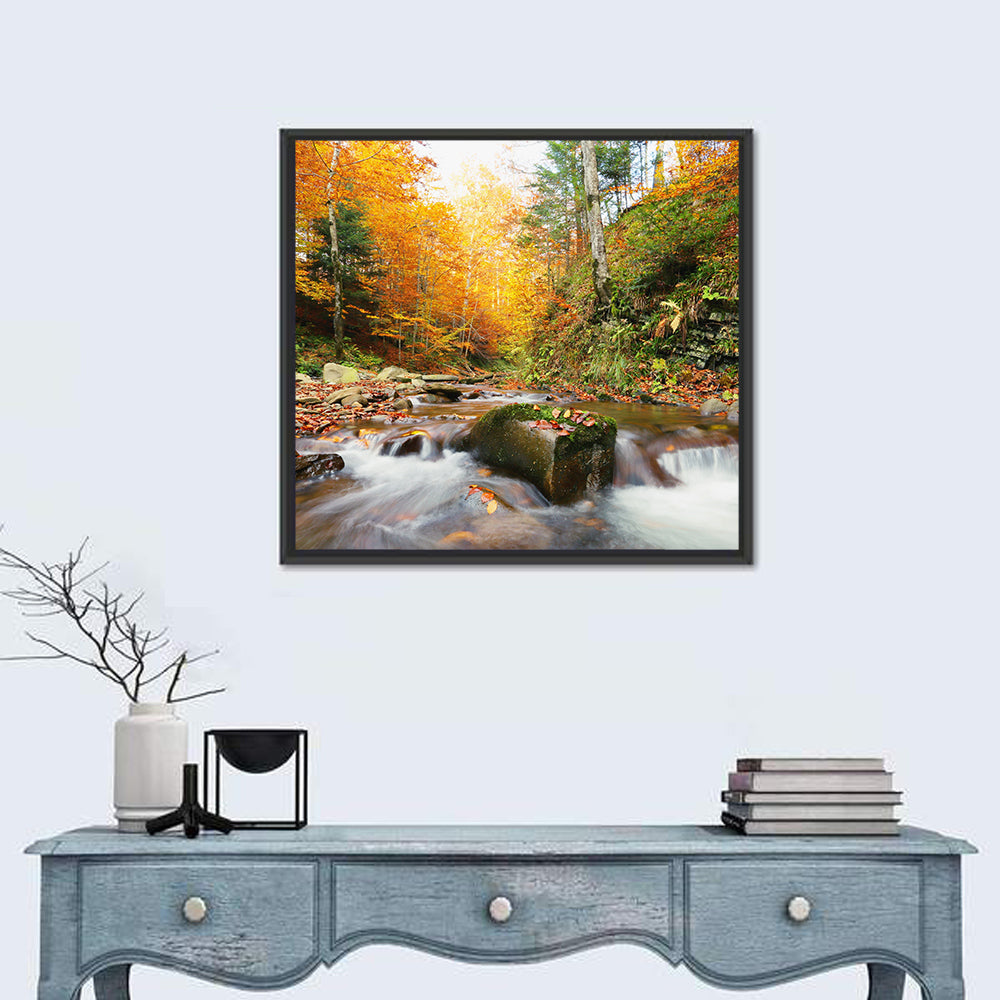 Forest Stream in Autumn Wall Art
