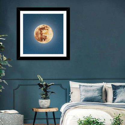 Bitcoin On Moon Wall Art