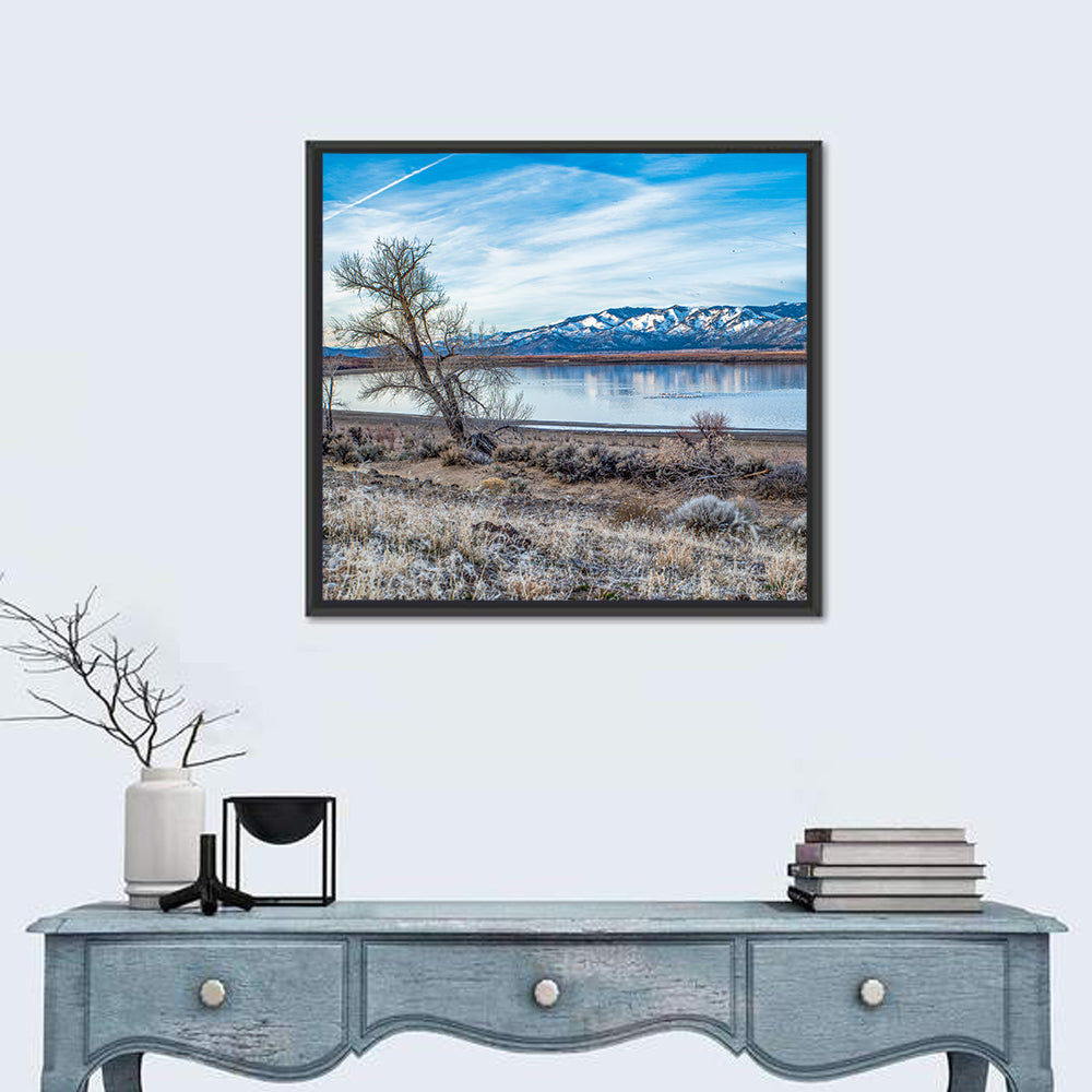 Winter Washoe Lake Morning Wall Art in a room, square