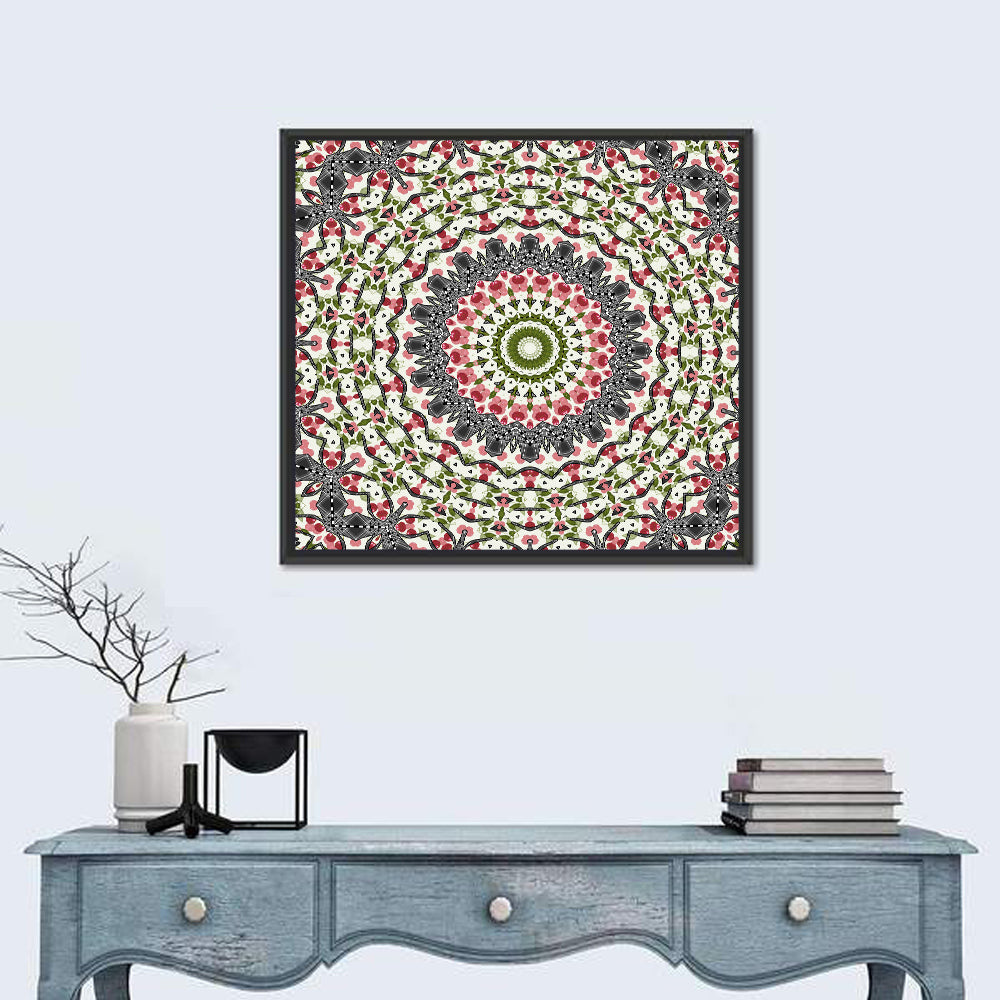 Cherry Mosaic Mandala Wall Art in a room, square