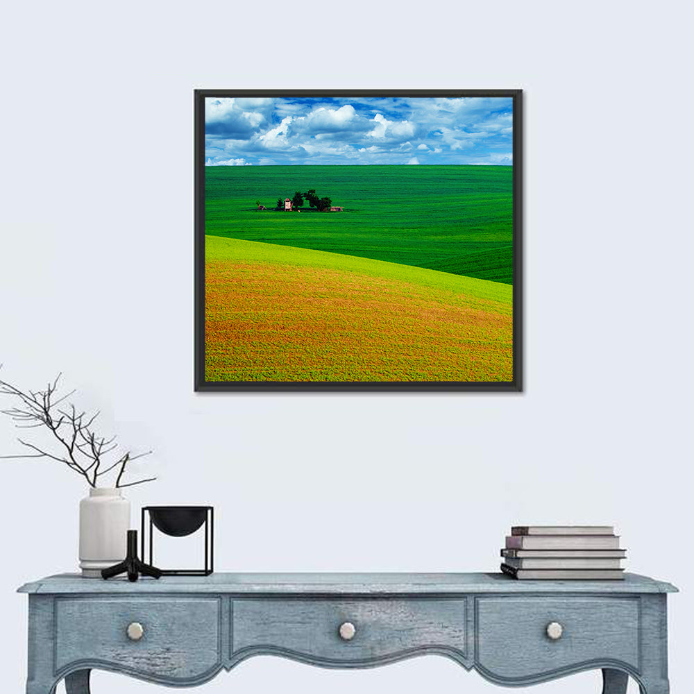 Golden Field and Green Hillside Wall Art
