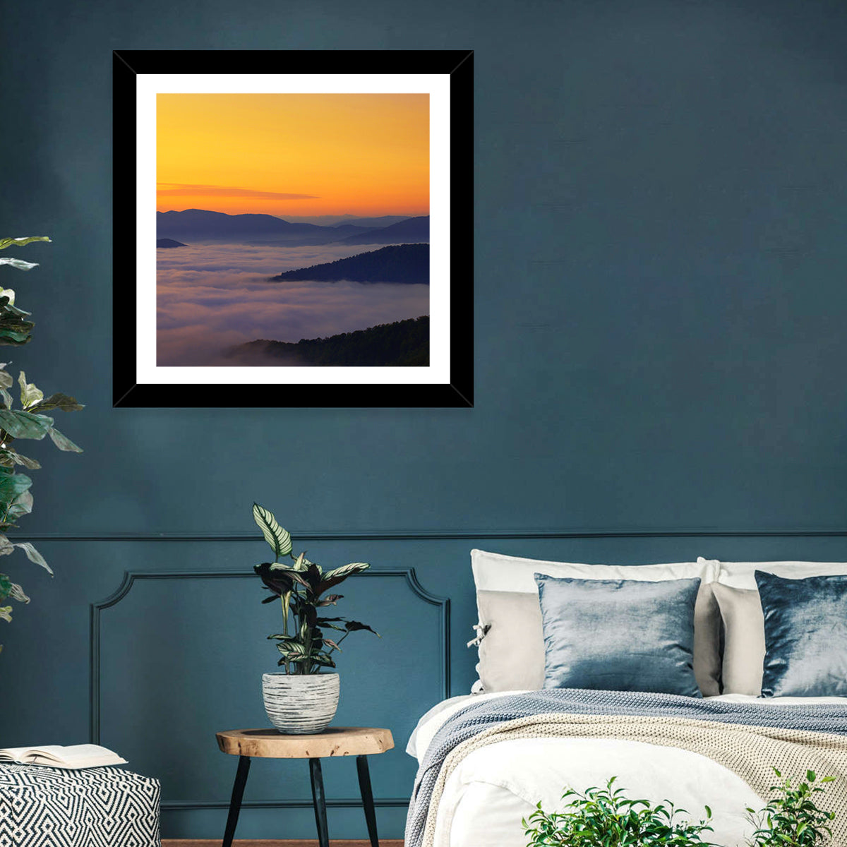 Cloudy Mountains Sunset Wall Art