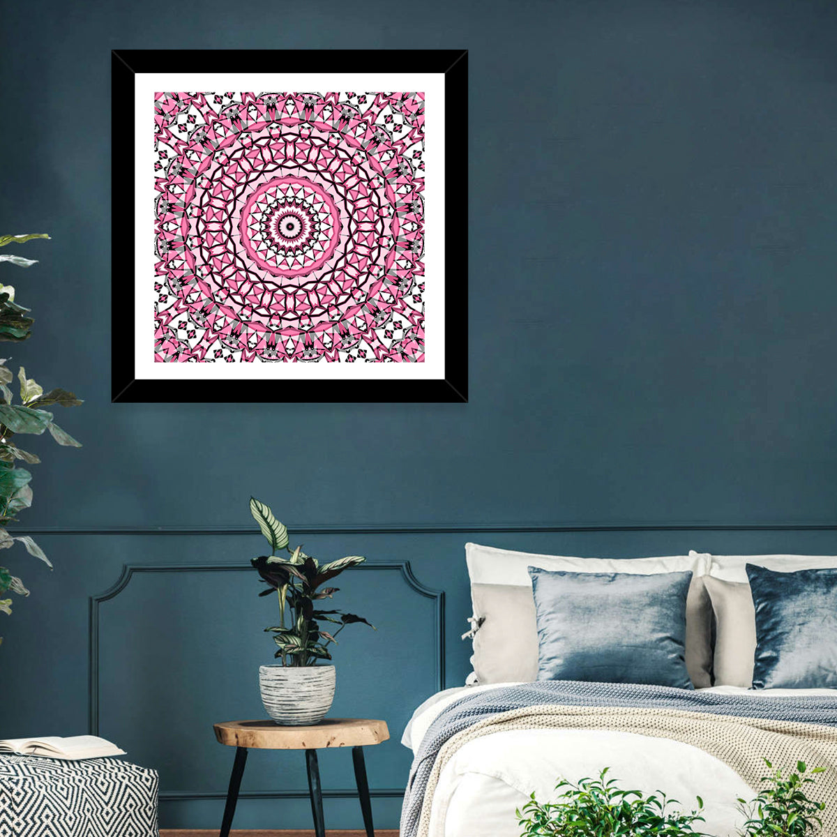 Pink Mosaic Kaleidoscope Mandala Wall Art