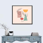 Minimal Woman Profile with Red Lips Wall Art