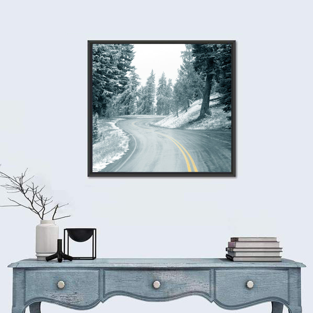 Winding Snowy Highway Wall Art