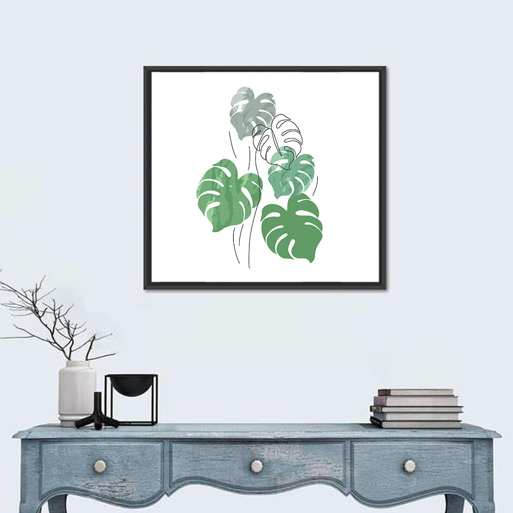 Monstera Leaves Watercolor Study Wall Art