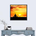 Sunset Yoga Meditation Silhouette Wall Art