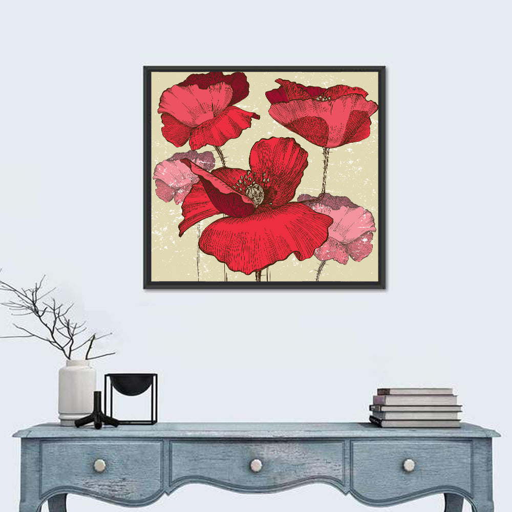 Vintage Poppy Illustration Wall Art