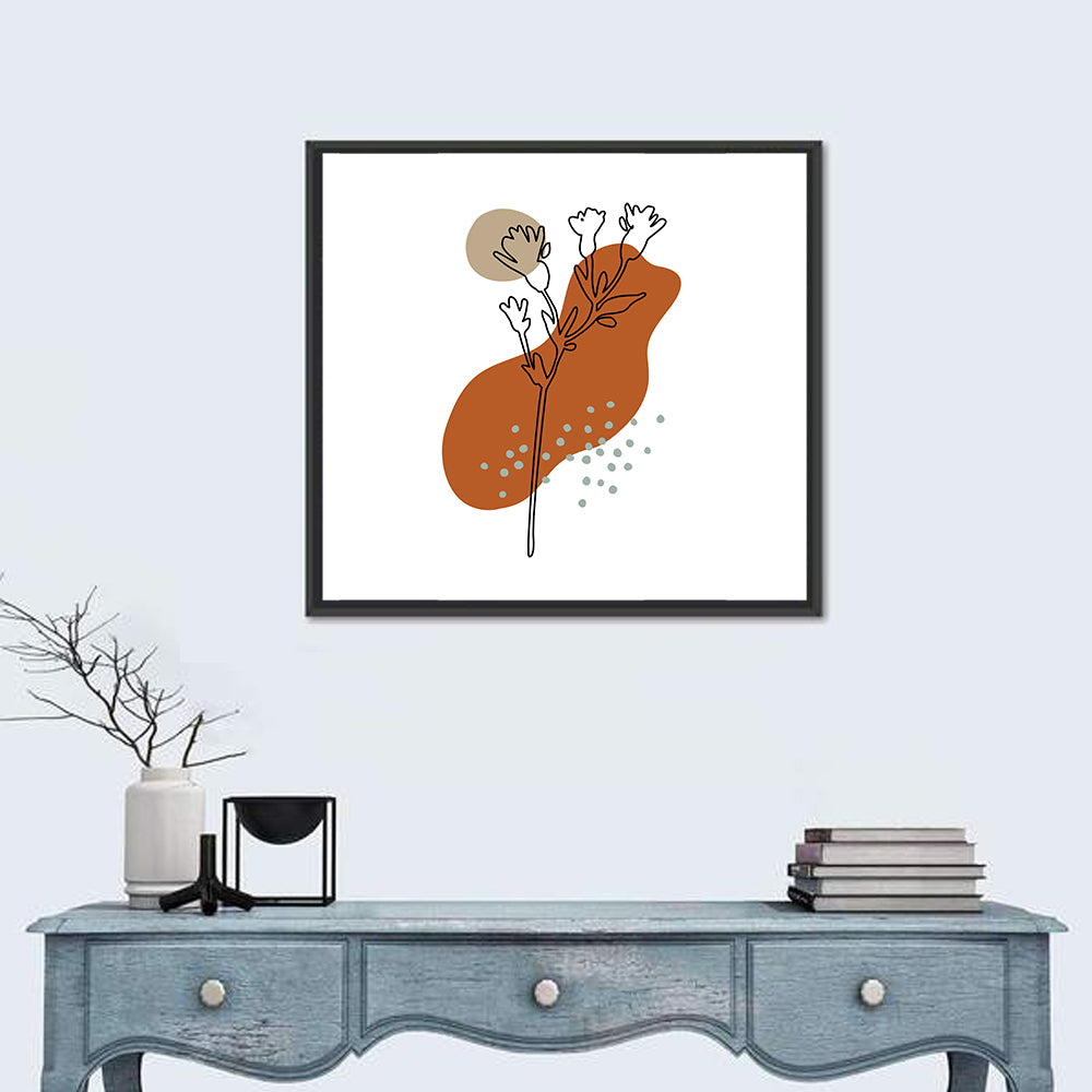 Terracotta Meadow Foliage Wall Art in a room, square