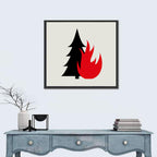 Forest Fire Minimalist Illustration Wall Art