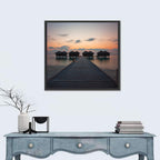 Overwater Bungalows at Sunset Wall Art