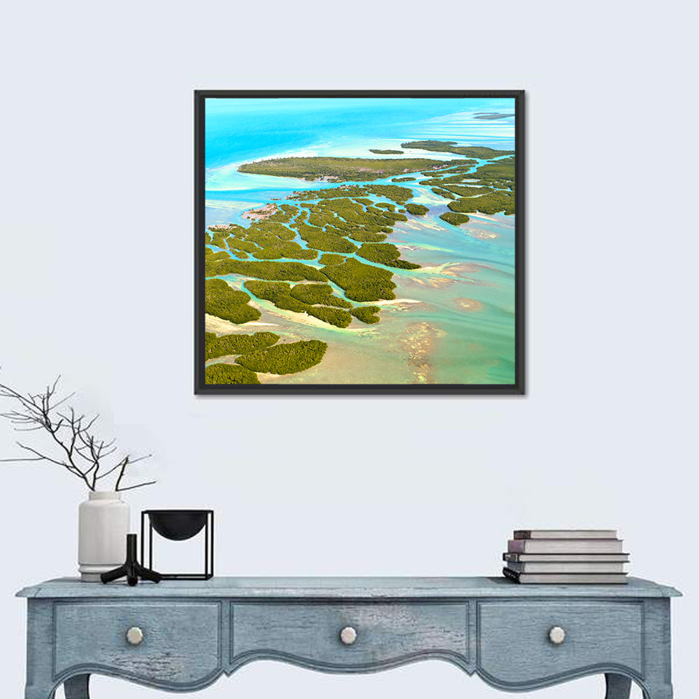 Florida Keys Mangrove Islands Wall Art in a room, square
