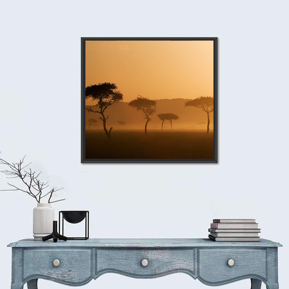 Massai Mara Morning Mist Wall Art in a room, square