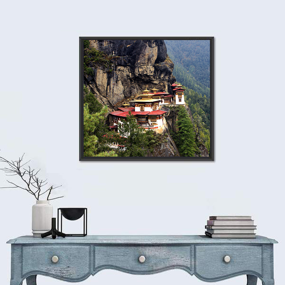 Tiger's Nest Monastery, Paro Bhutan Wall Art in a room, square