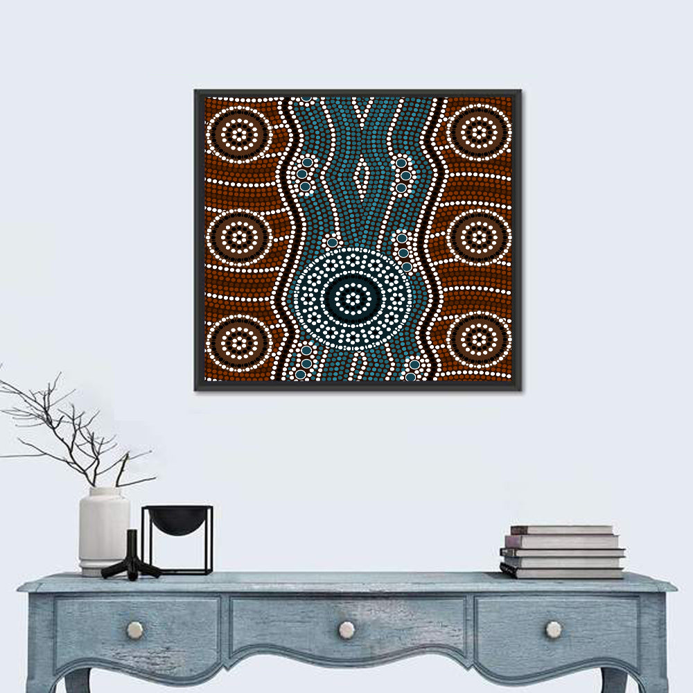 Concentric River Dot Painting Wall Art