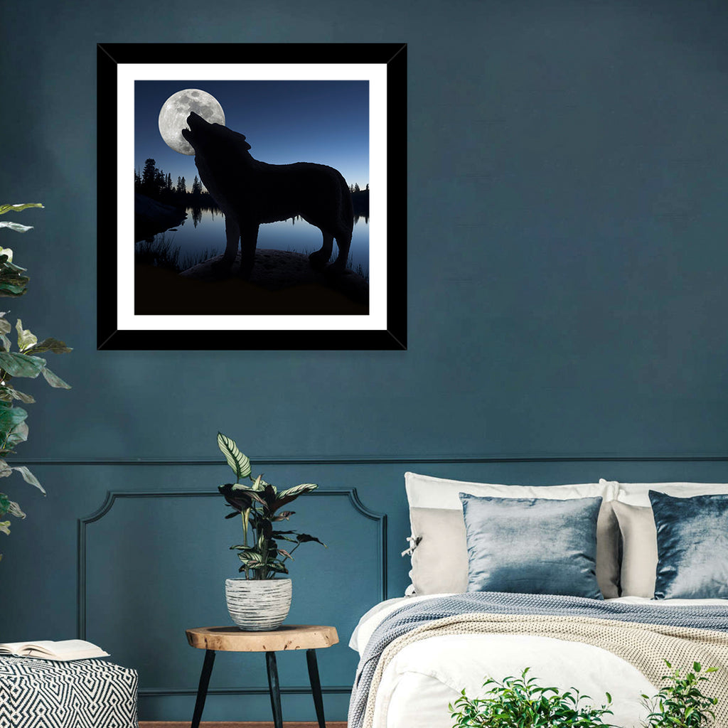 Howling Wolf at Full Moon Wall Art