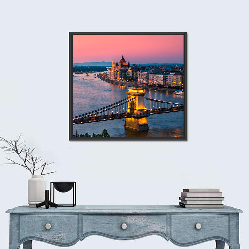 Budapest Chain Bridge at Twilight Wall Art