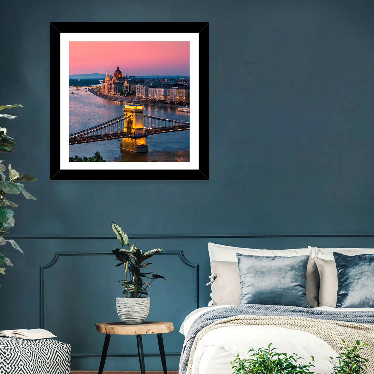 Budapest Chain Bridge at Twilight Wall Art