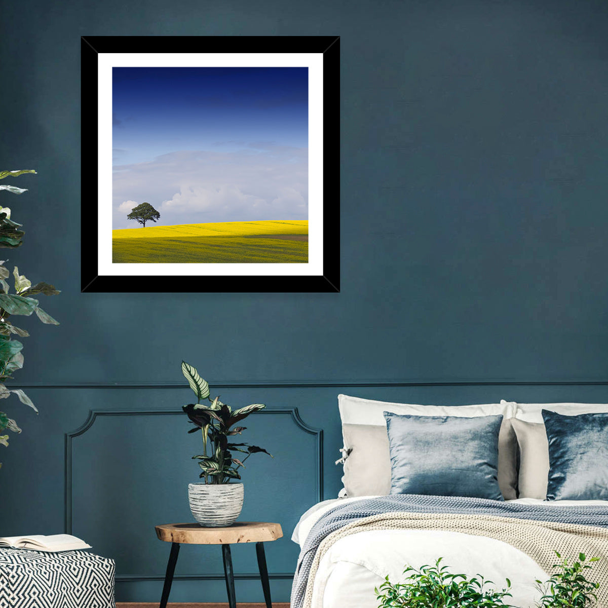Solitary Tree Over Rapeseed Field Wall Art