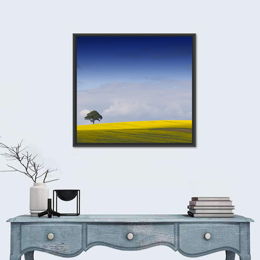 Solitary Tree Over Rapeseed Field Wall Art