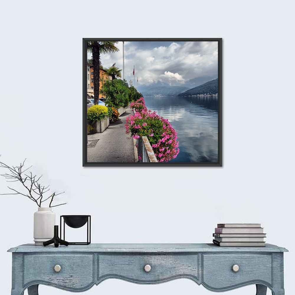 Lake Lugano Floral Walkway Wall Art