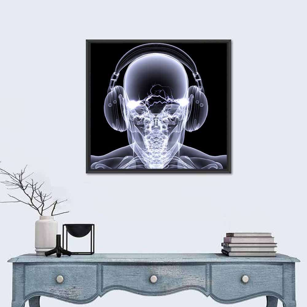 X-ray Skull with Headphones Wall Art