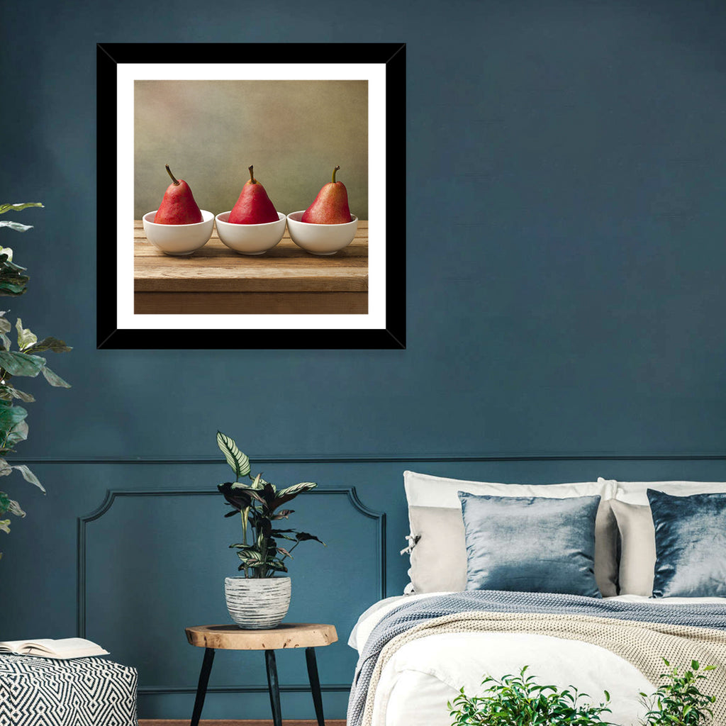 Three Red Pears in Bowls Wall Art