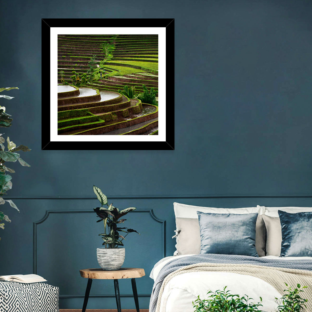 Lush Rice Terraces Wall Art in a room, square