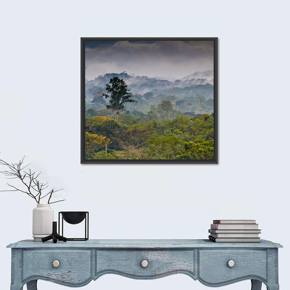 Guinea Rainforest Landscape Wall Art in a room, square